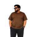 Plus Sized Plain T-Shirt - Brown