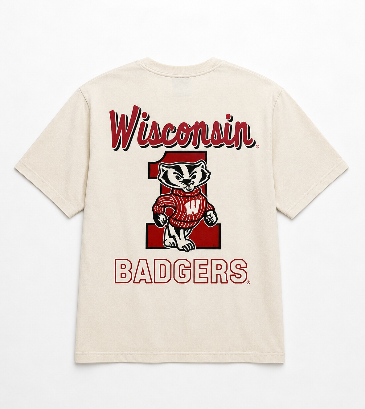 Plus Sized Printed T-Shirt - White - BADGERS