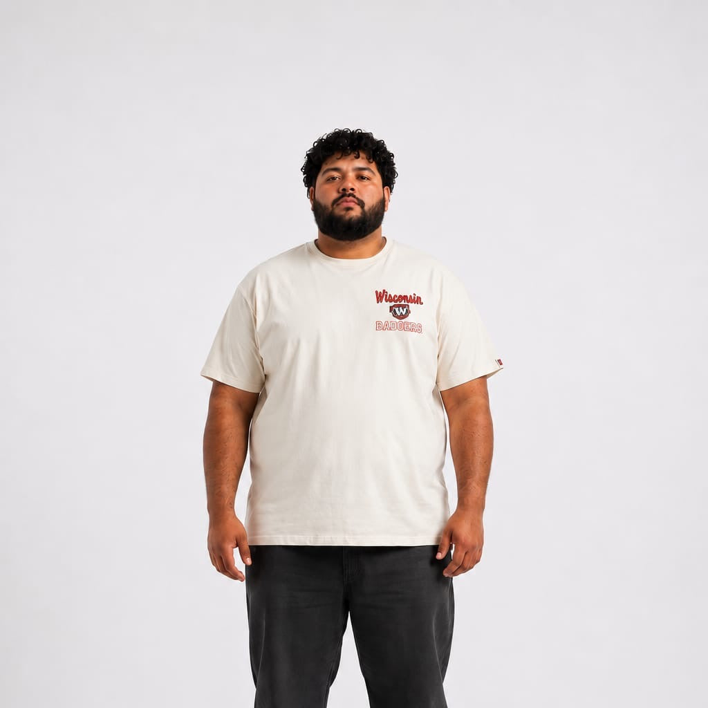 Plus Sized Printed T-Shirt - White - BADGERS