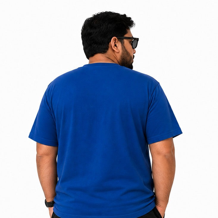 Plus Sized Plain T-Shirt - Blue
