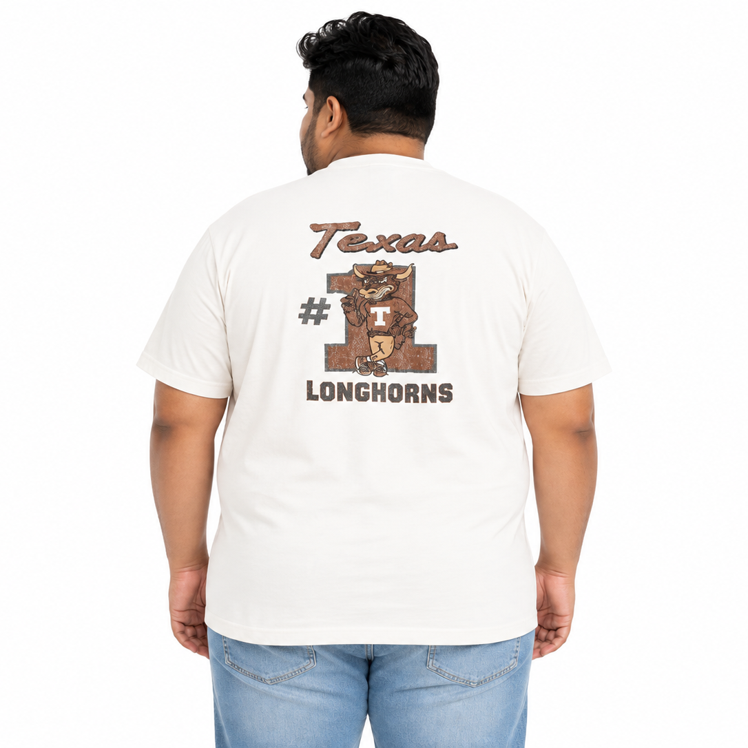 Plus Sized Printed T-Shirt  - White - LONGHORNS