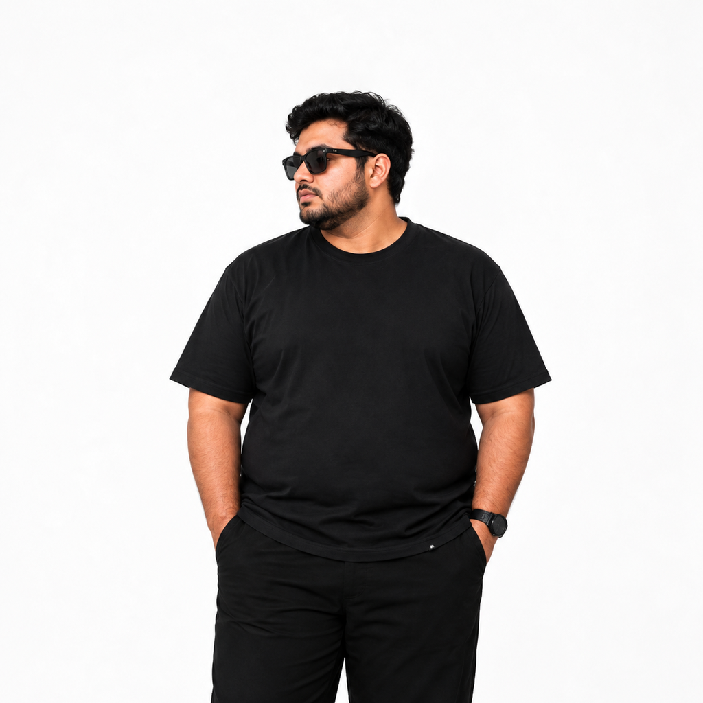 Plus Sized Plain T-Shirt - Black