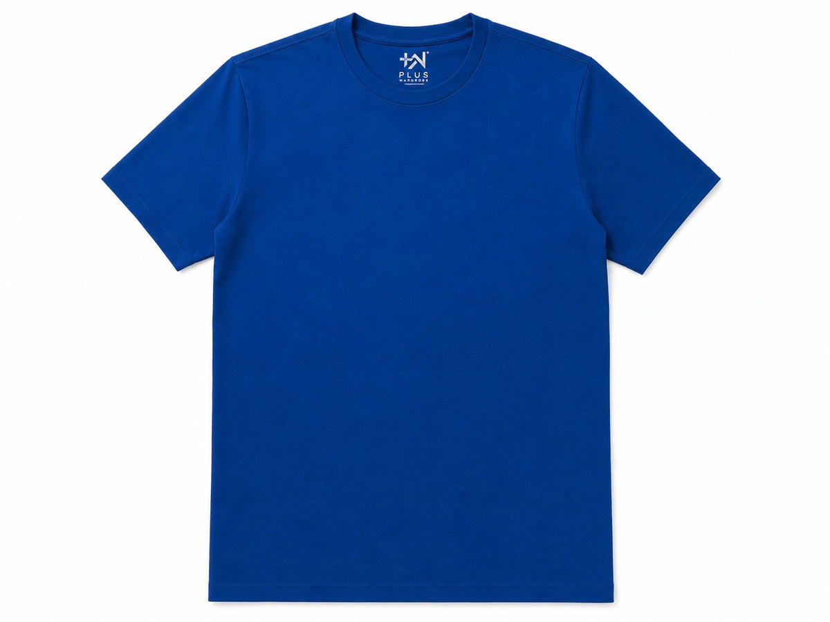 Plus Sized Plain T-Shirt - Blue