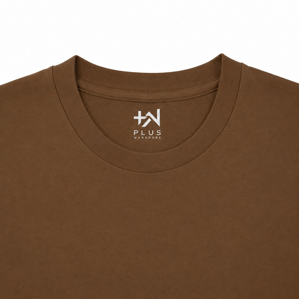 Plus Sized Plain T-Shirt - Brown