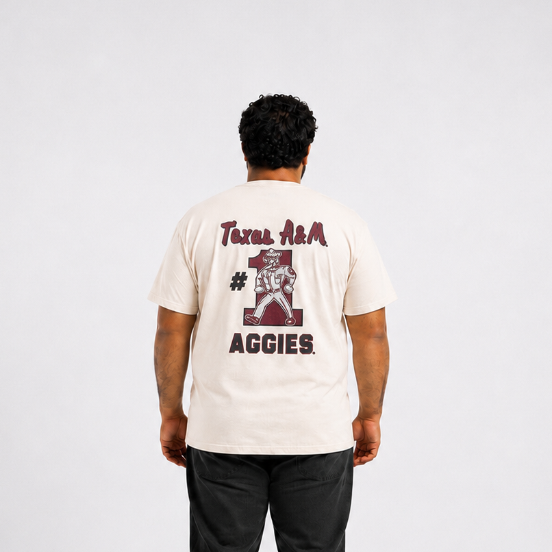 Plus Sized Printed T-Shirt - White - AGGIES