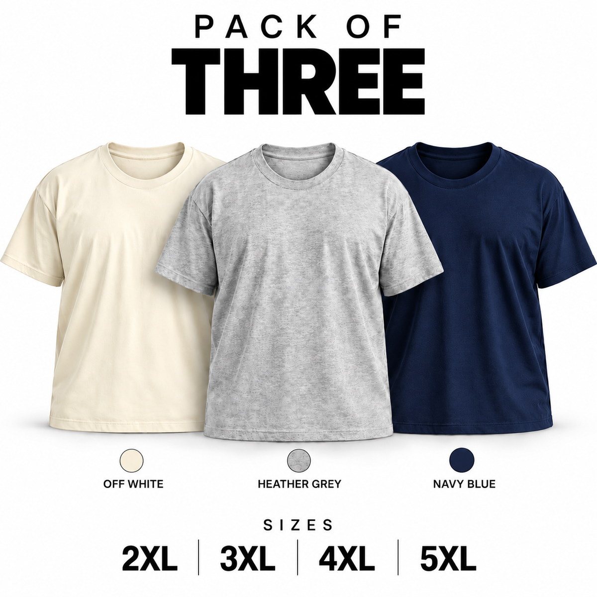 Pack of 3 Plus Sized Plain T-Shirts