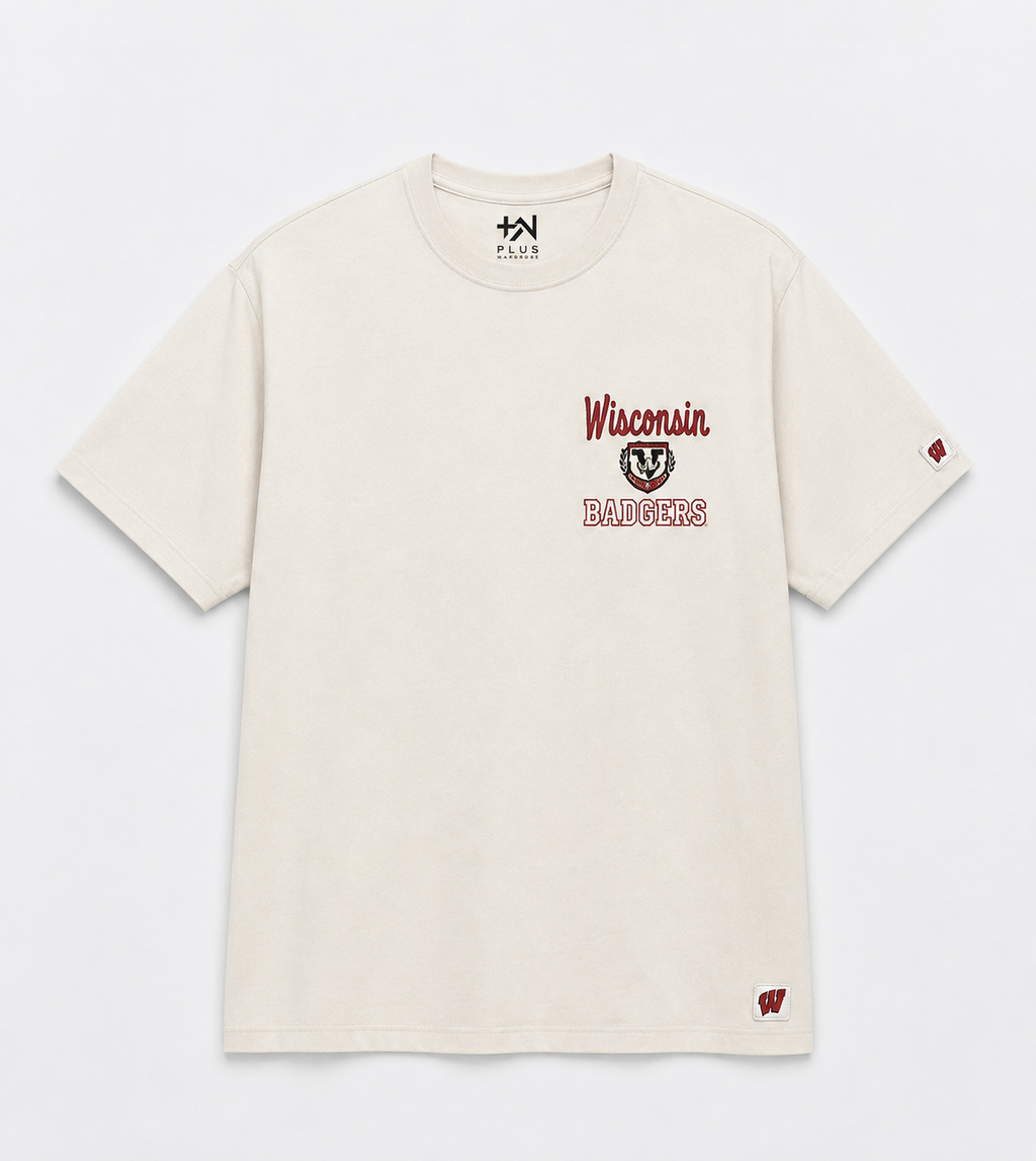 Plus Sized Printed T-Shirt - White - BADGERS