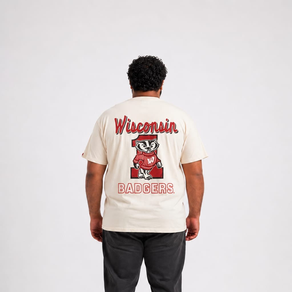 Plus Sized Printed T-Shirt - White - BADGERS