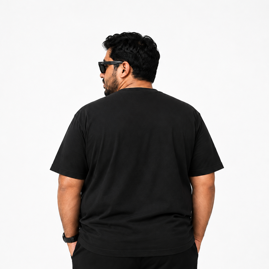 Plus Sized Plain T-Shirt - Black