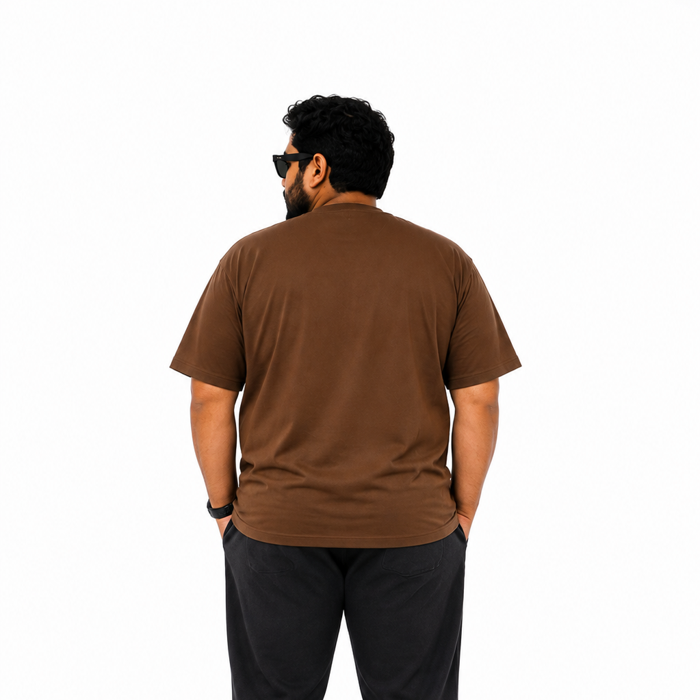 Plus Sized Plain T-Shirt - Brown