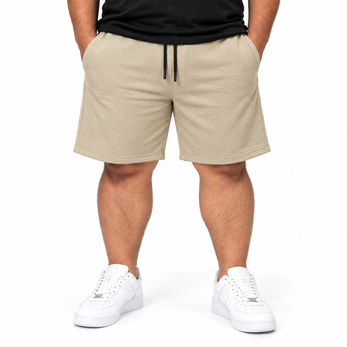 Plus Wardrobe French Terry Shorts - Beige