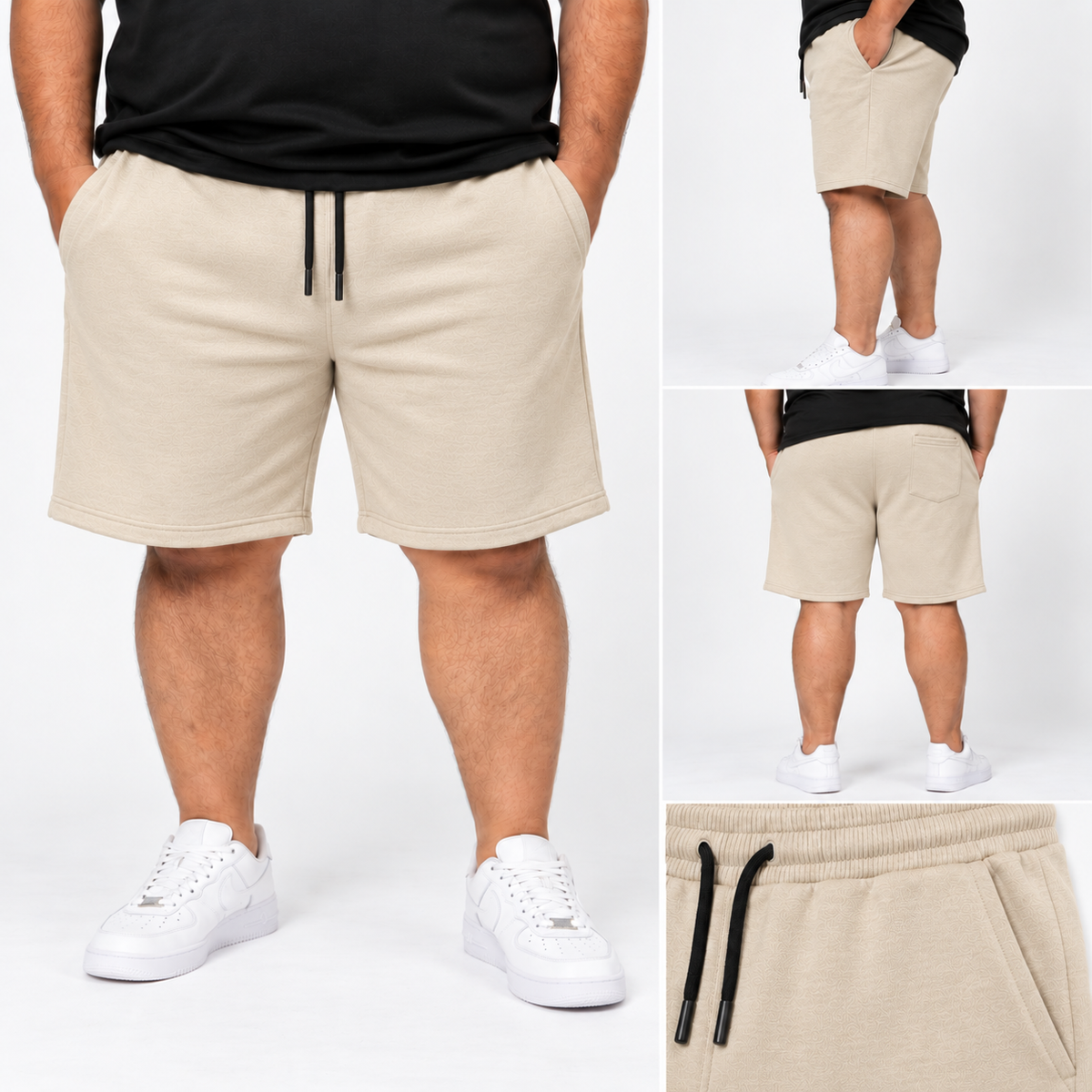 Plus Wardrobe French Terry Shorts - Beige