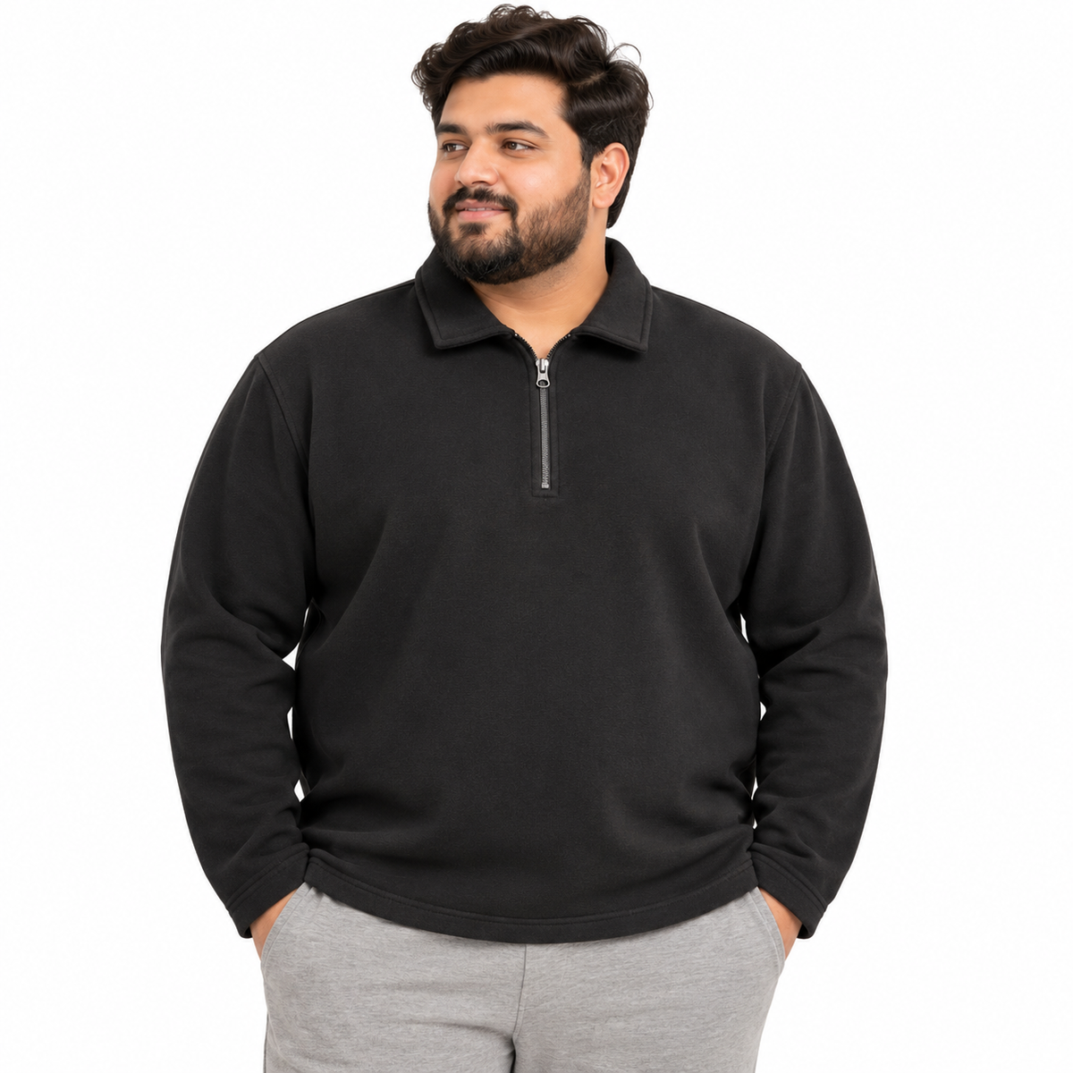 Premium Fleece Half-Zipper - Black
