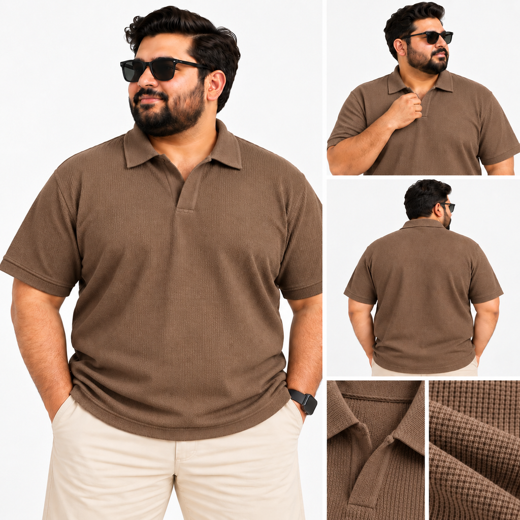 Thermal Textured Polo – Brown