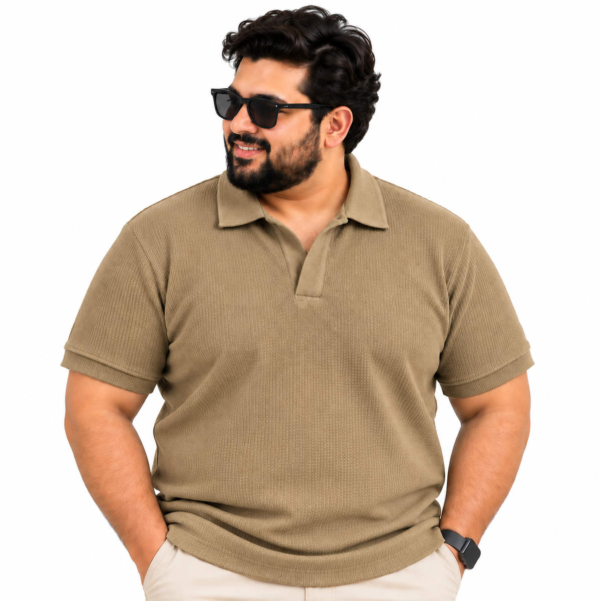 Thermal Textured Polo – Khaki