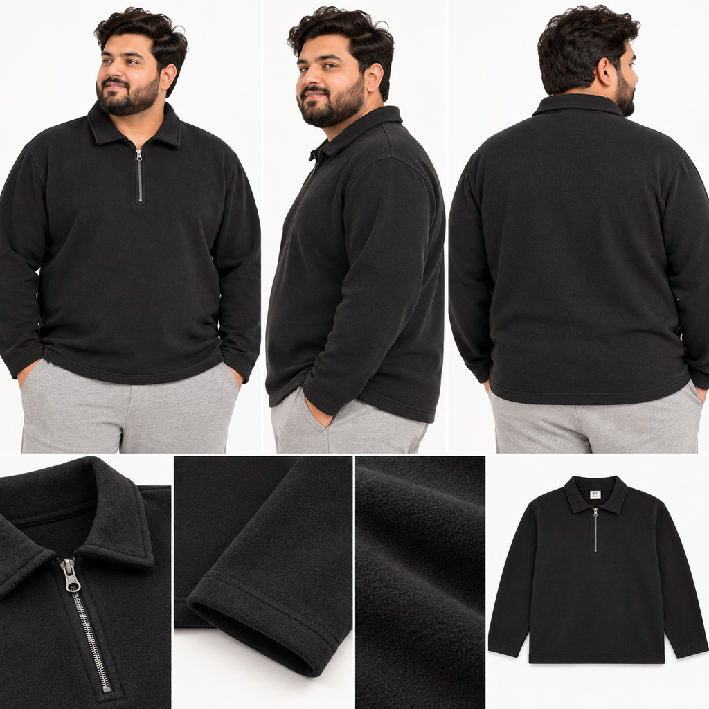 Premium Fleece Half-Zipper - Black