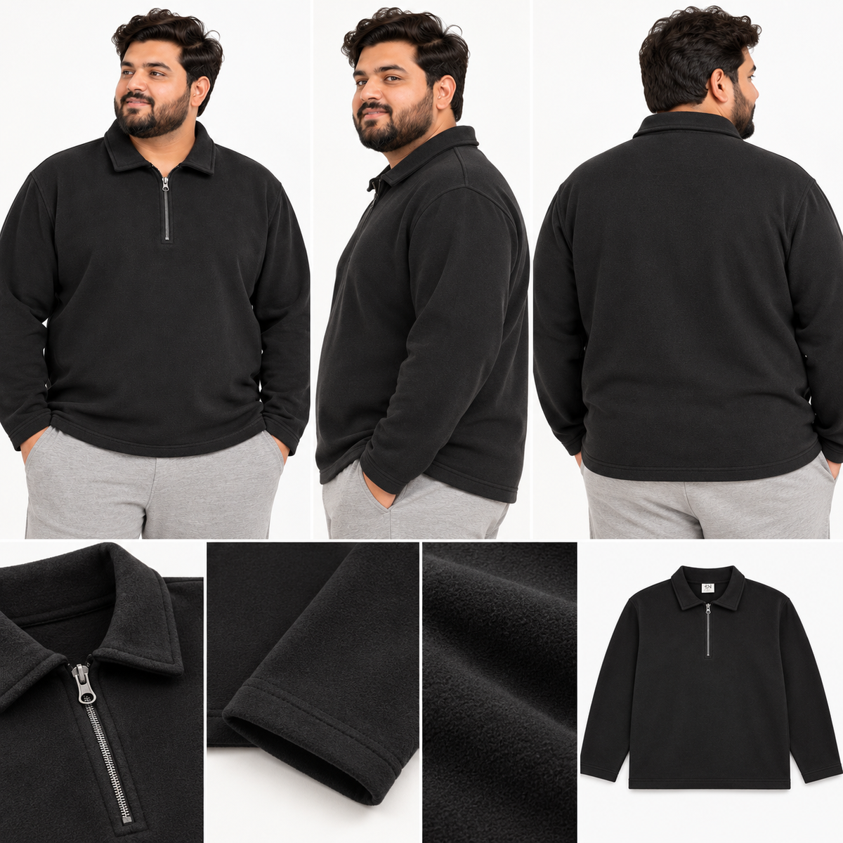 Premium Fleece Half-Zipper - Black