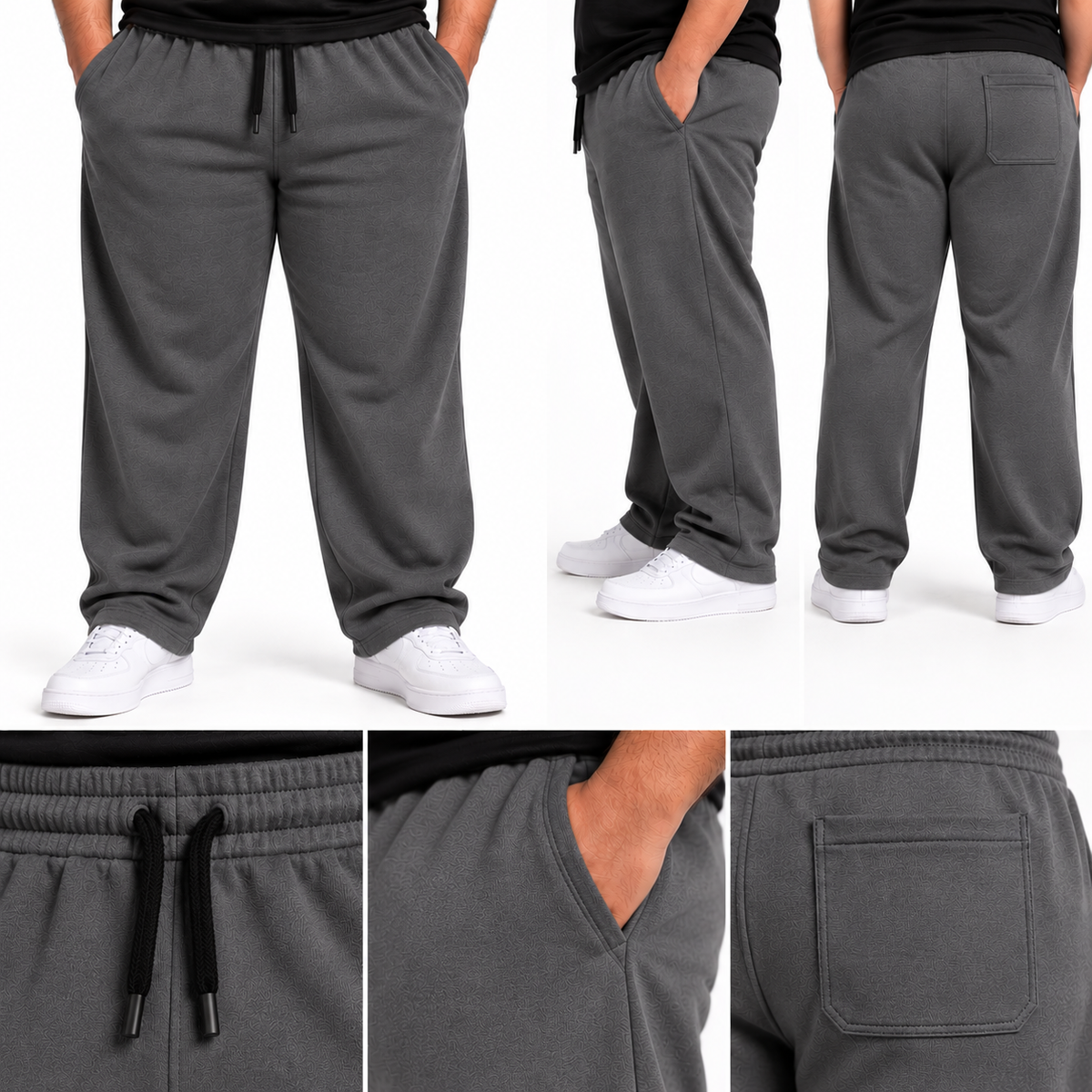 Plus Sized French Terry Trousers - Dark Grey