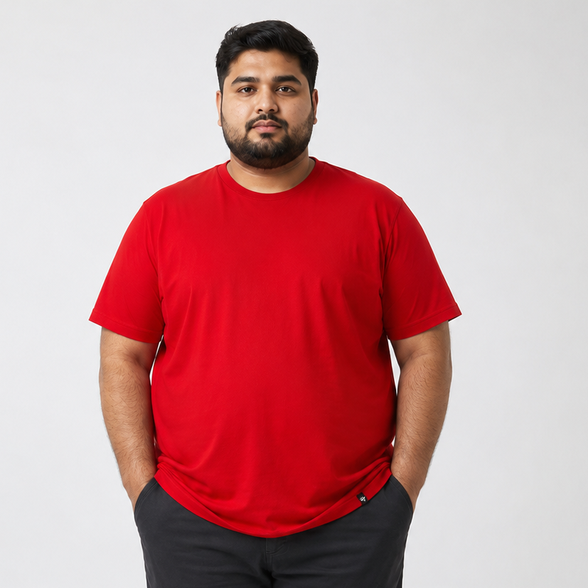Plus Sized Plain T-Shirt - red