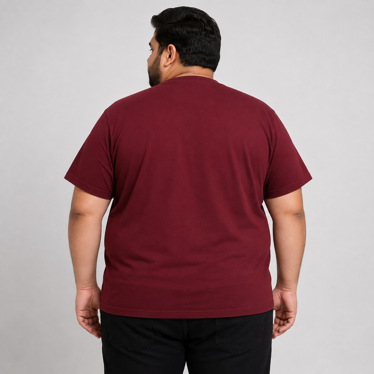 Plus Sized Plain T-Shirt - Maroon