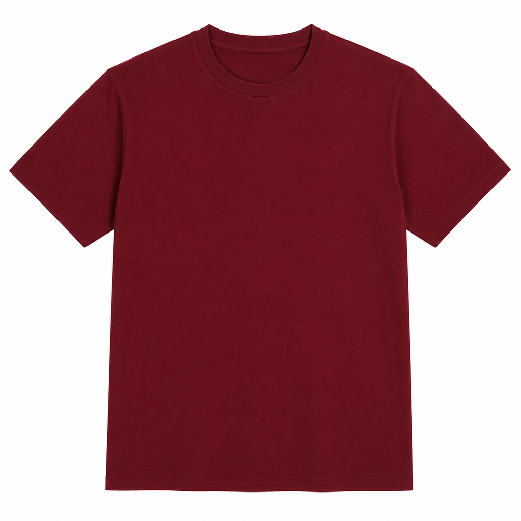 Plus Sized Plain T-Shirt - Maroon