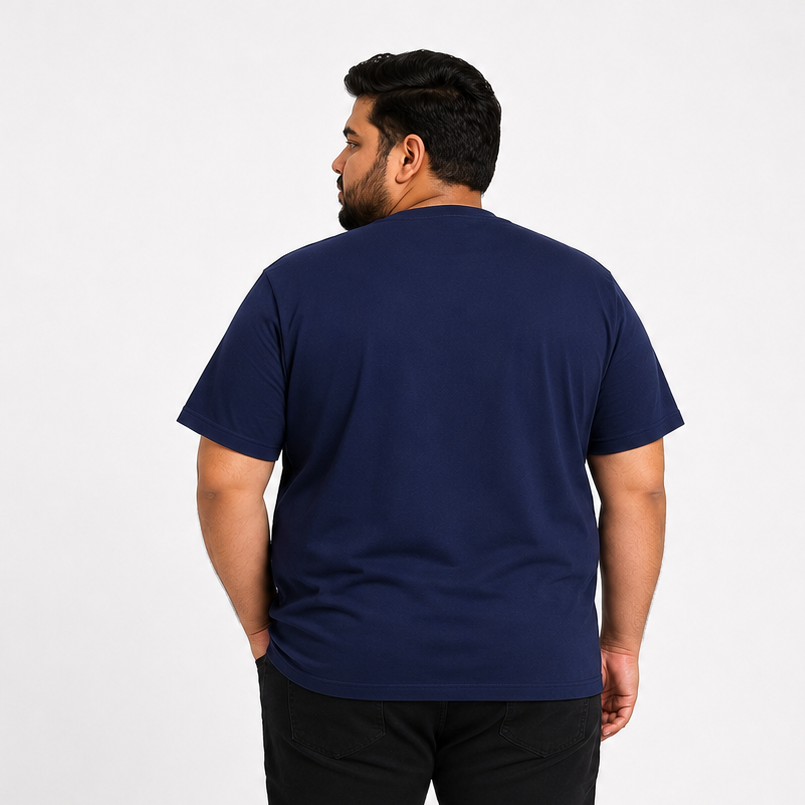 Plus Sized Plain T-Shirt - Navy Blue