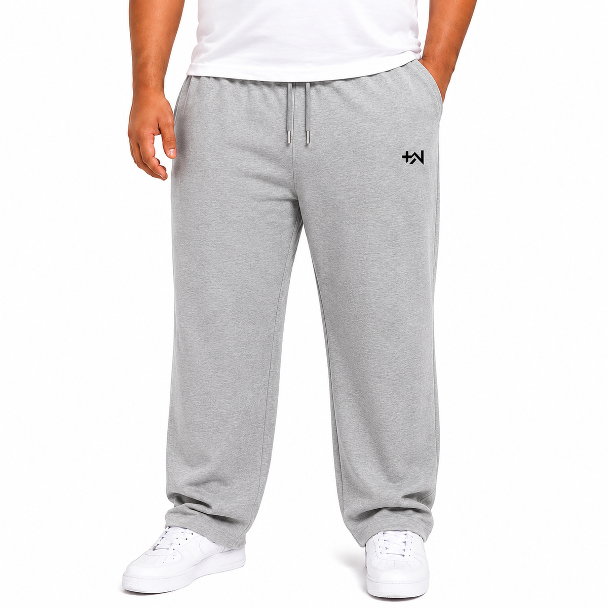 Plus Sized Terry Trousers - Heather Grey - PW
