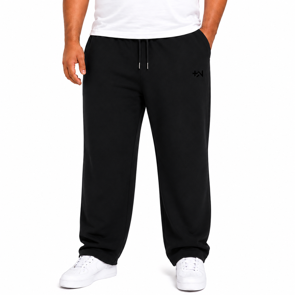 Plus Sized Terry Trousers - Black - PW