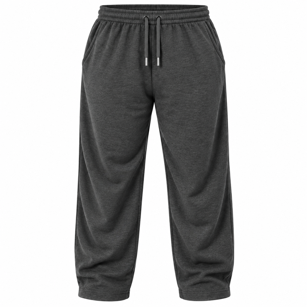 Plus Sized French Terry Trousers - Charcoal