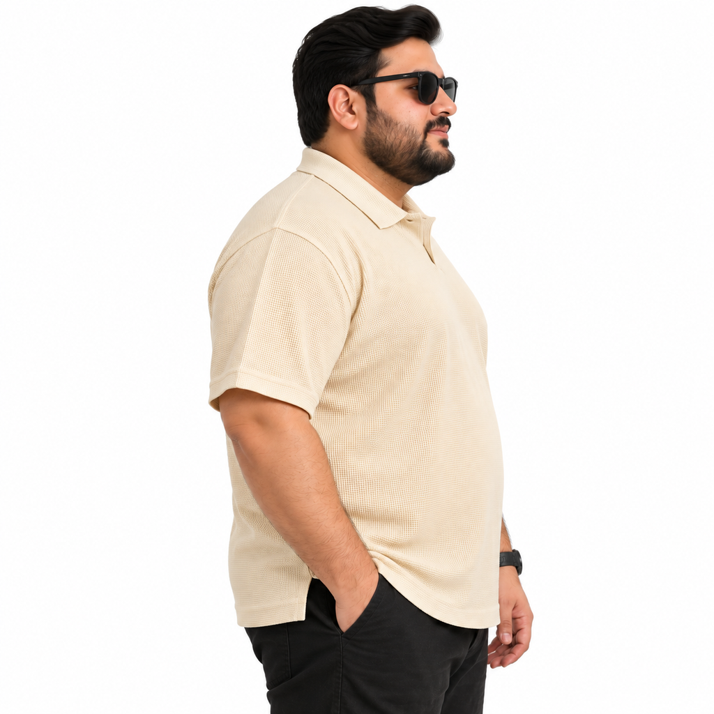Thermal Textured Polo – Cream