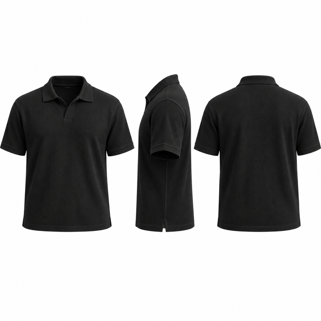 Thermal Textured Polo – Black