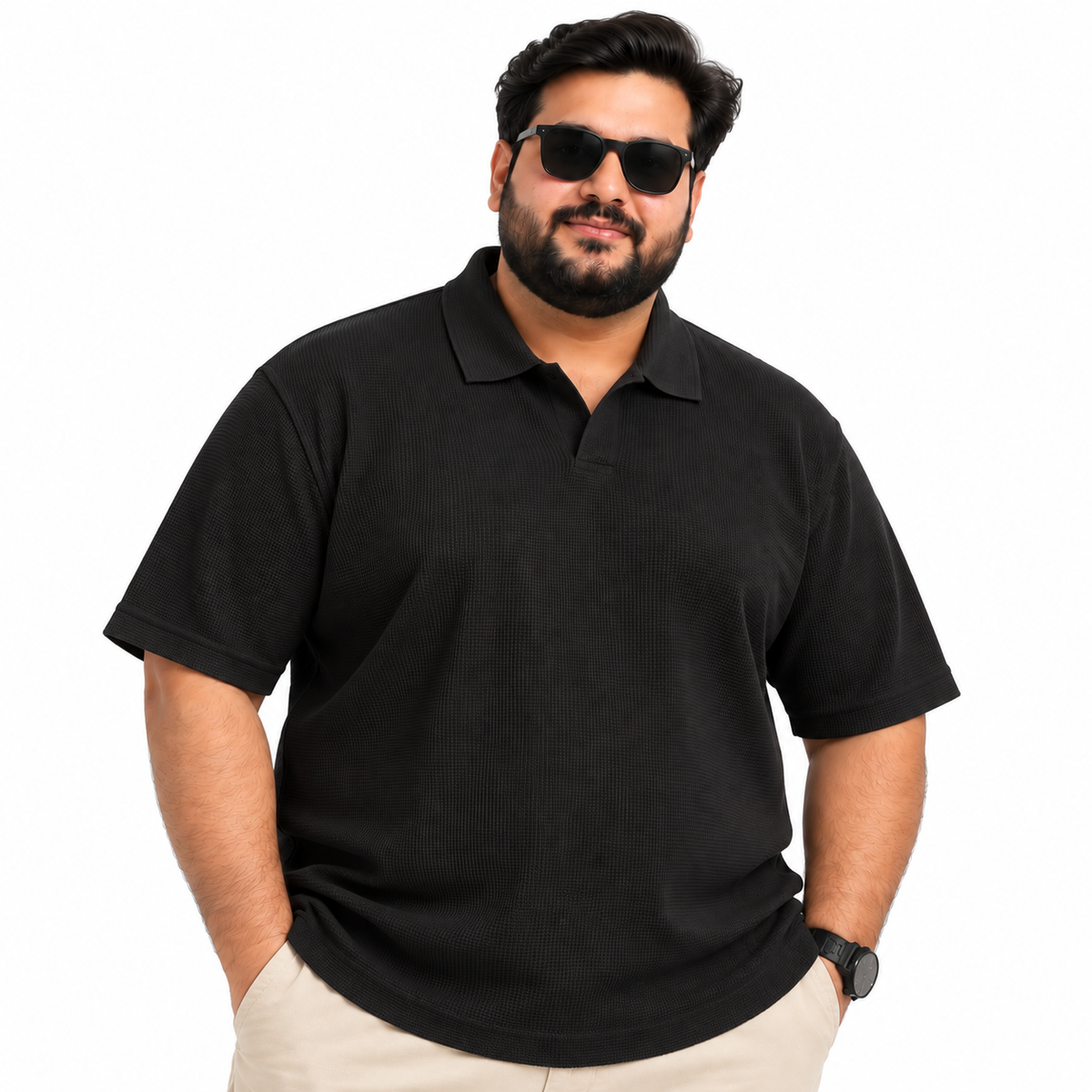 Thermal Textured Polo – Black
