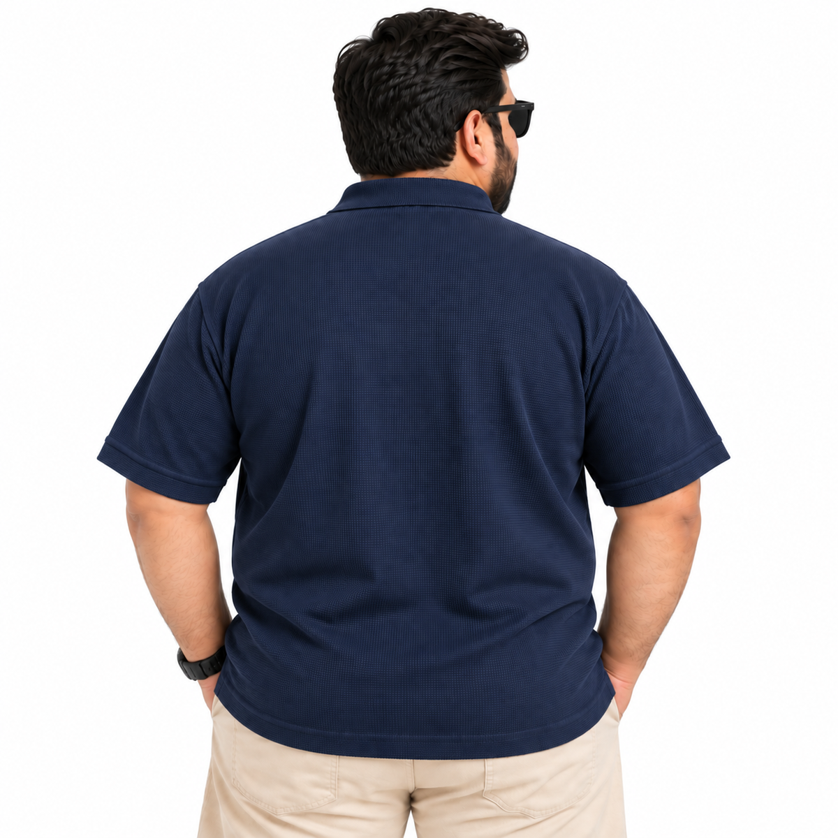 Thermal Textured Polo – Navy Blue