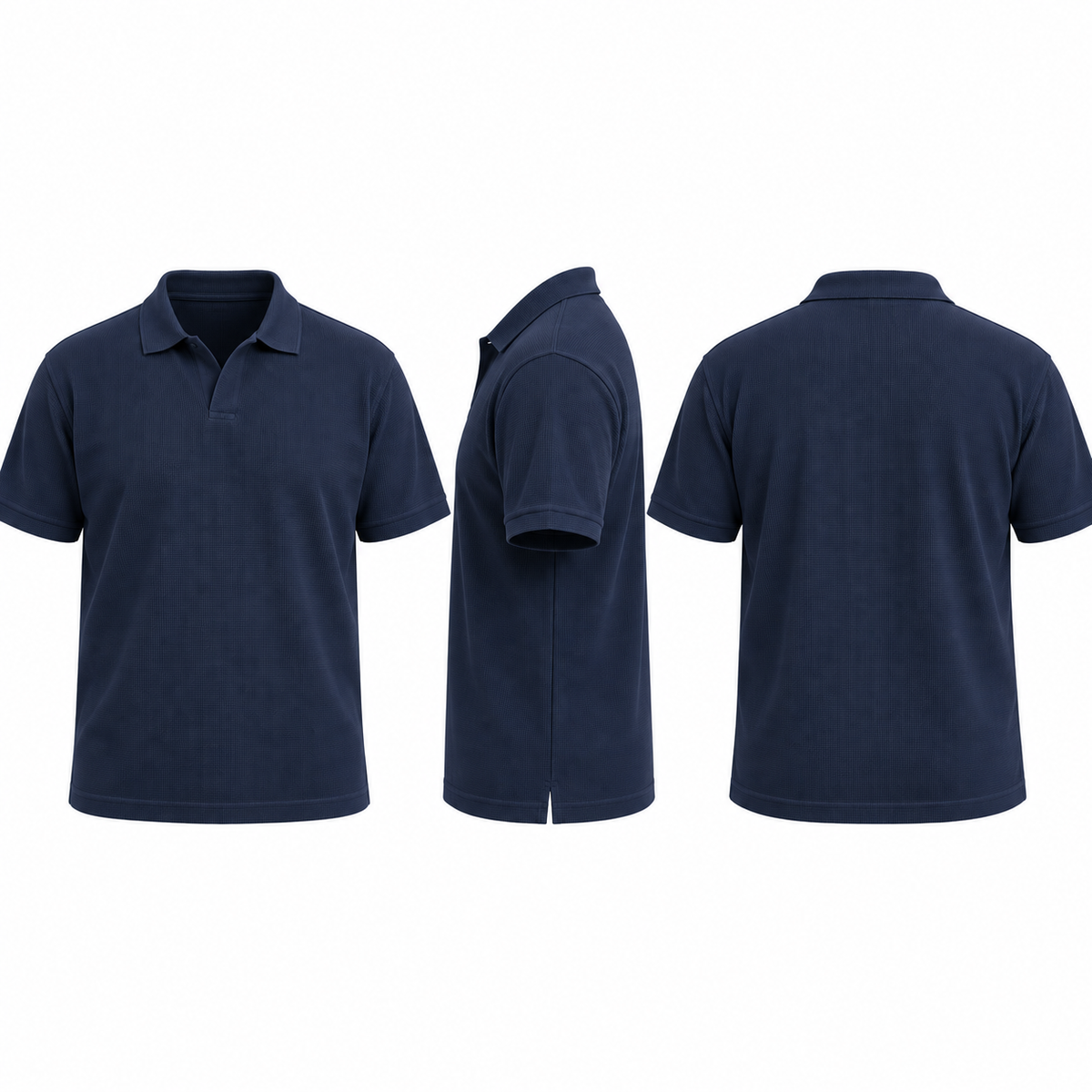 Thermal Textured Polo – Navy Blue