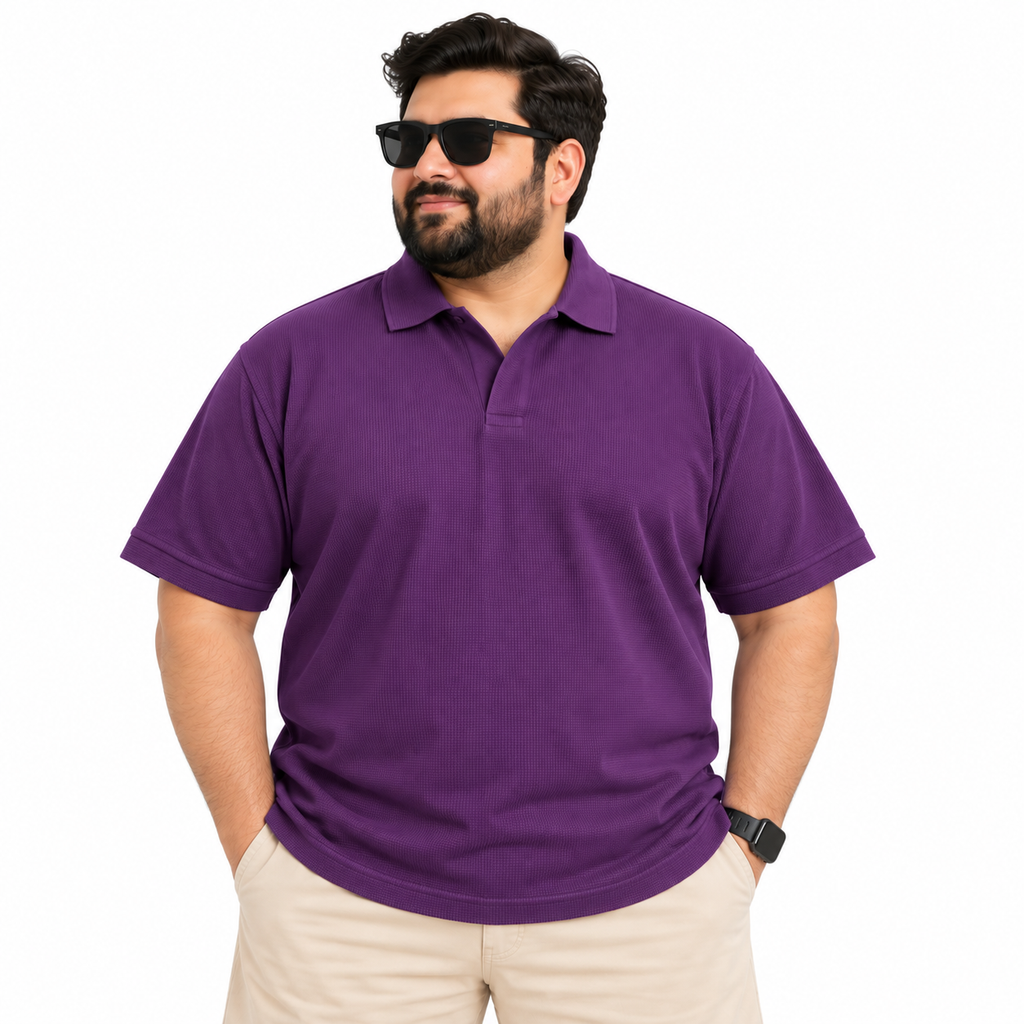 Thermal Textured Polo – Purple