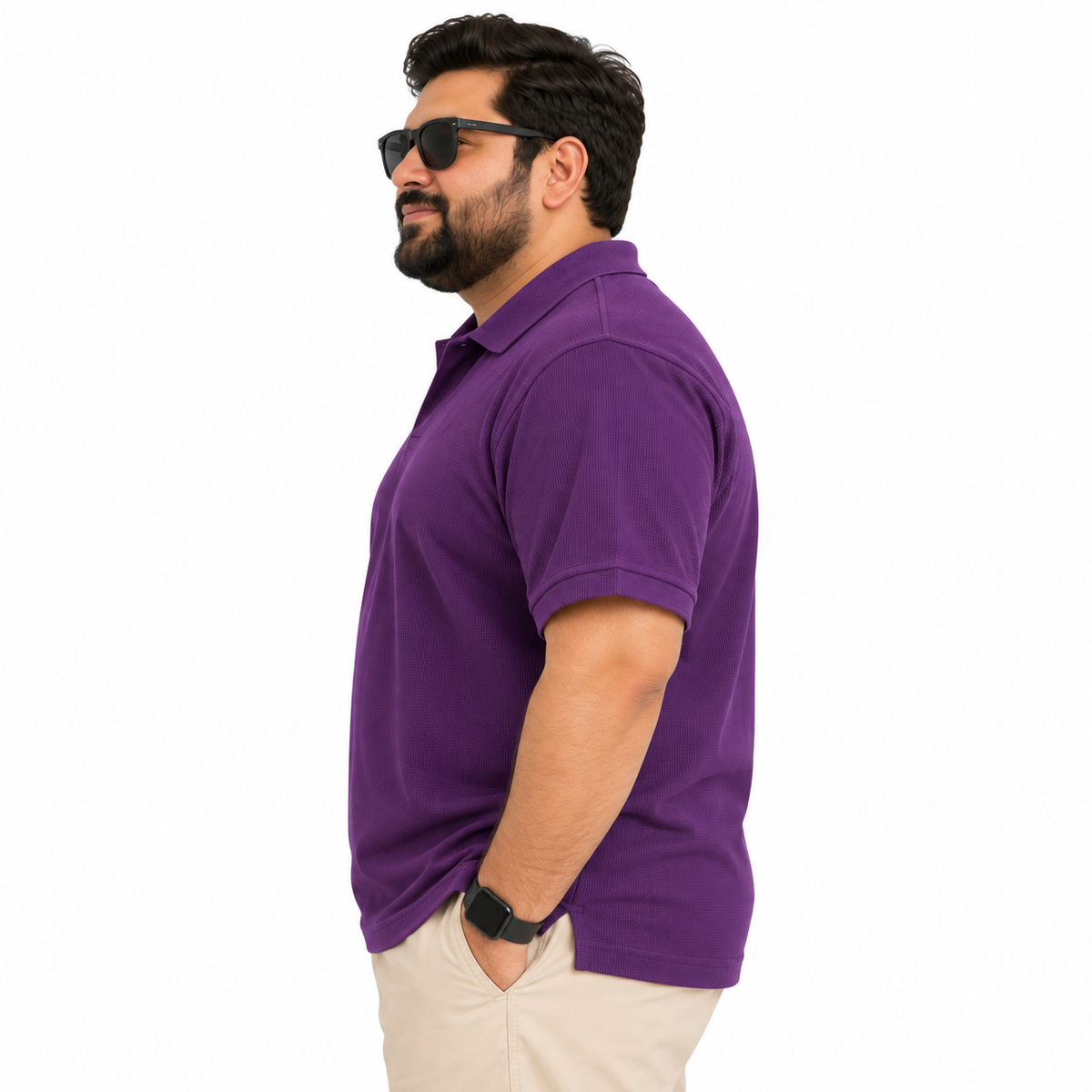 Thermal Textured Polo – Purple