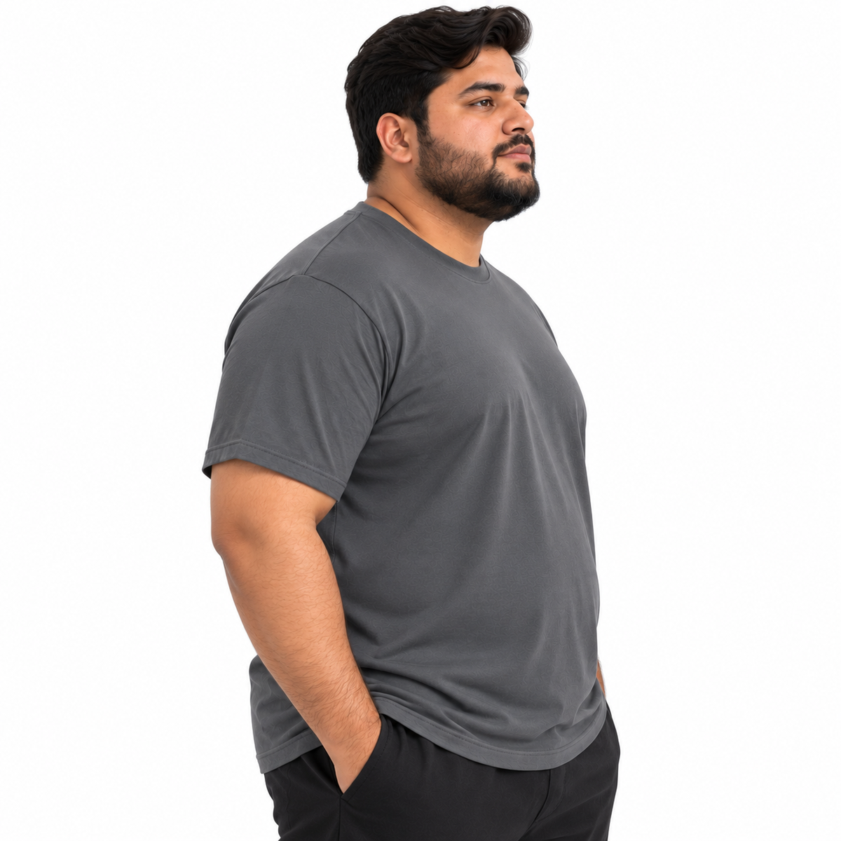 Plus Sized Plain T-Shirt - Steel Grey