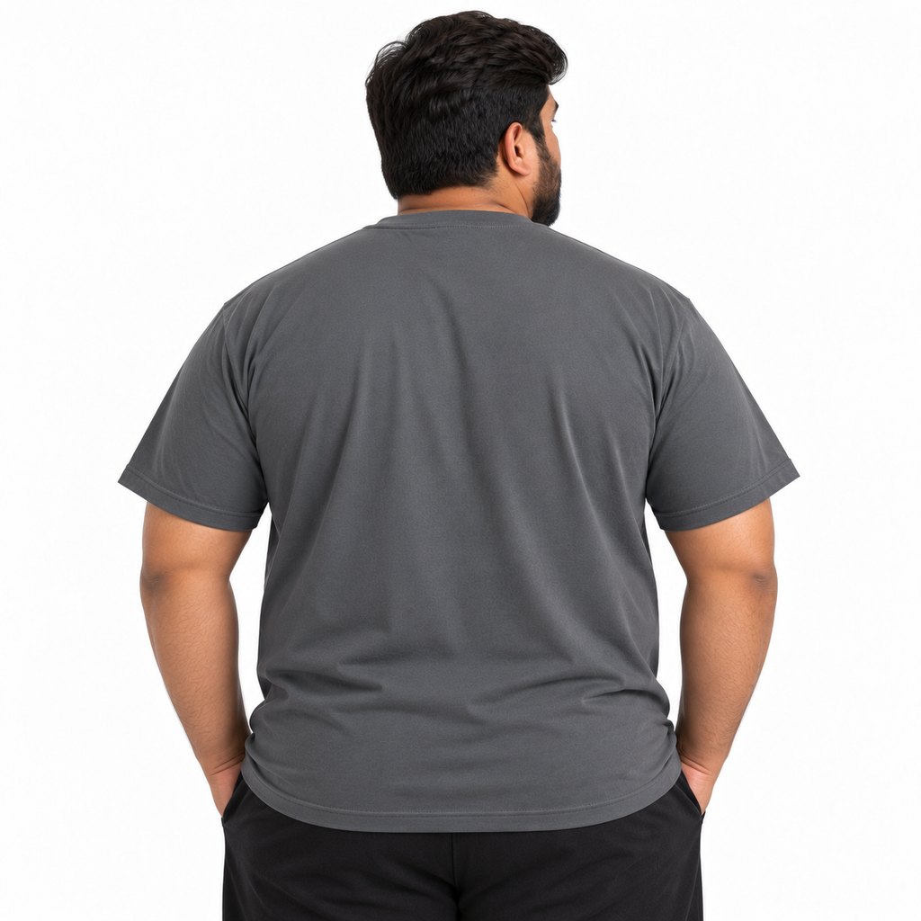 Plus Sized Plain T-Shirt - Steel Grey