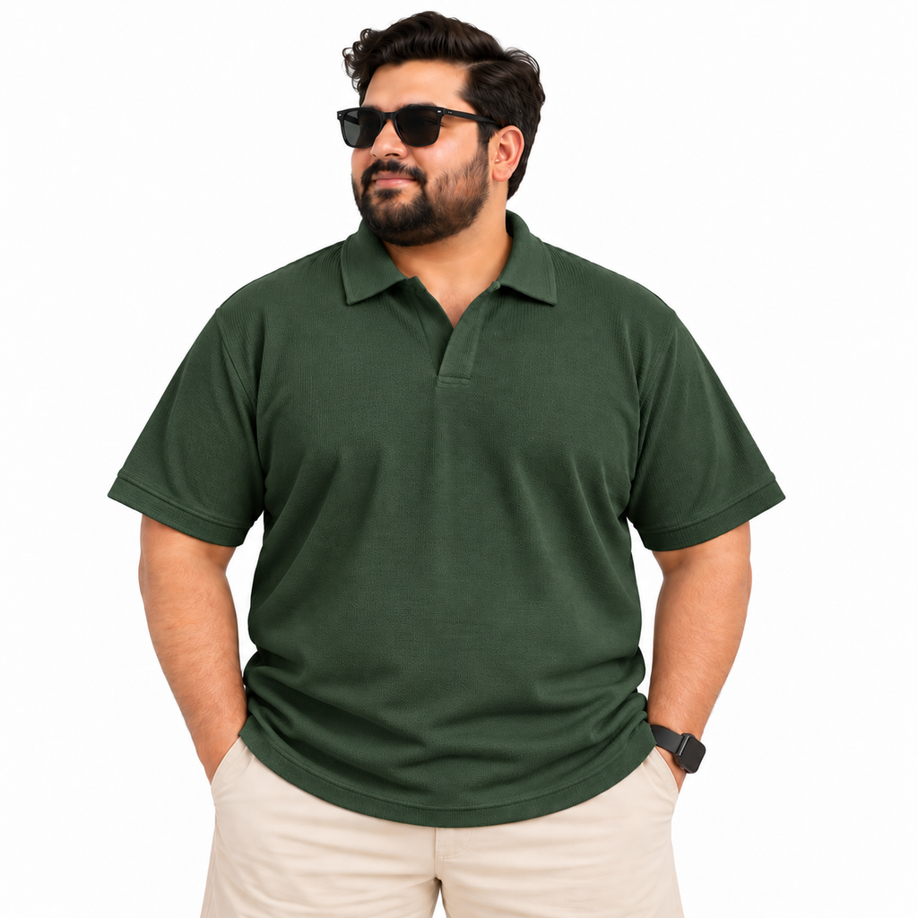Thermal Textured Polo – Bottle Green