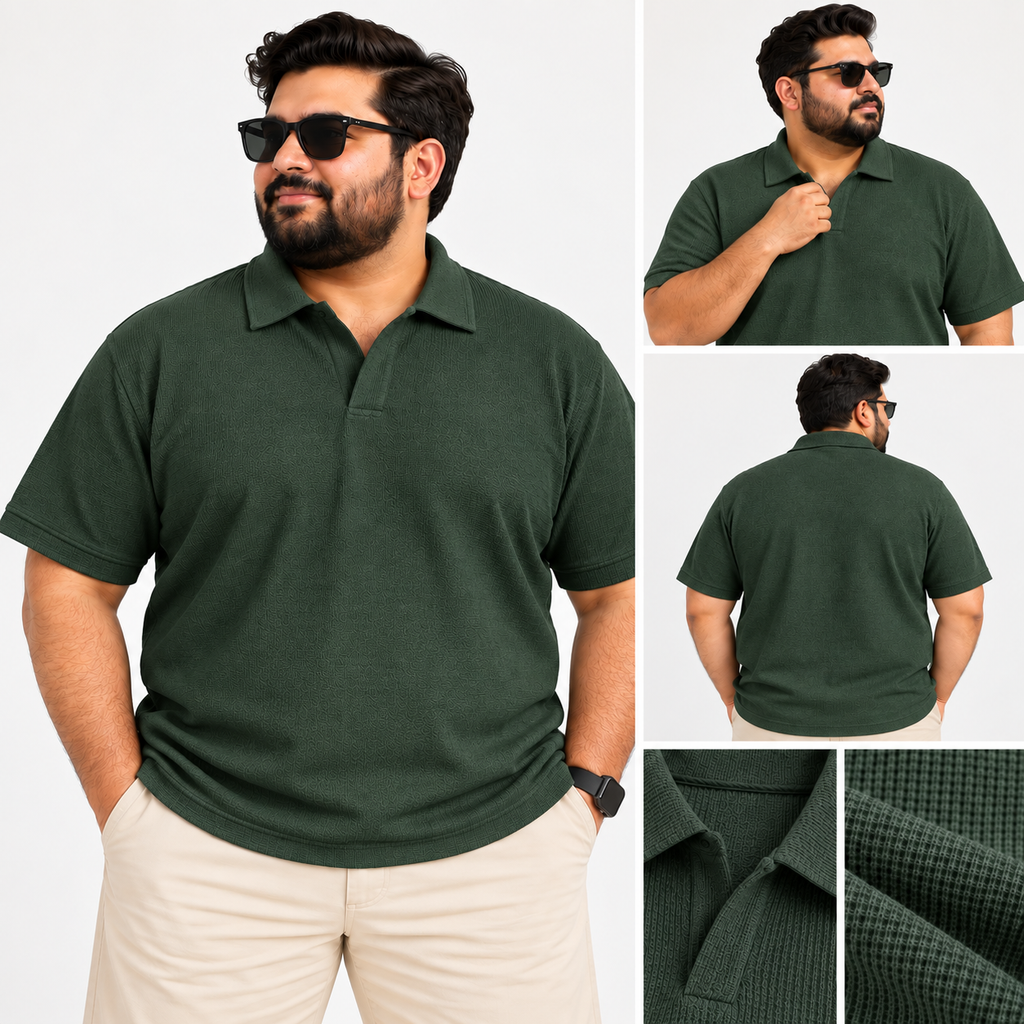 Thermal Textured Polo – Bottle Green