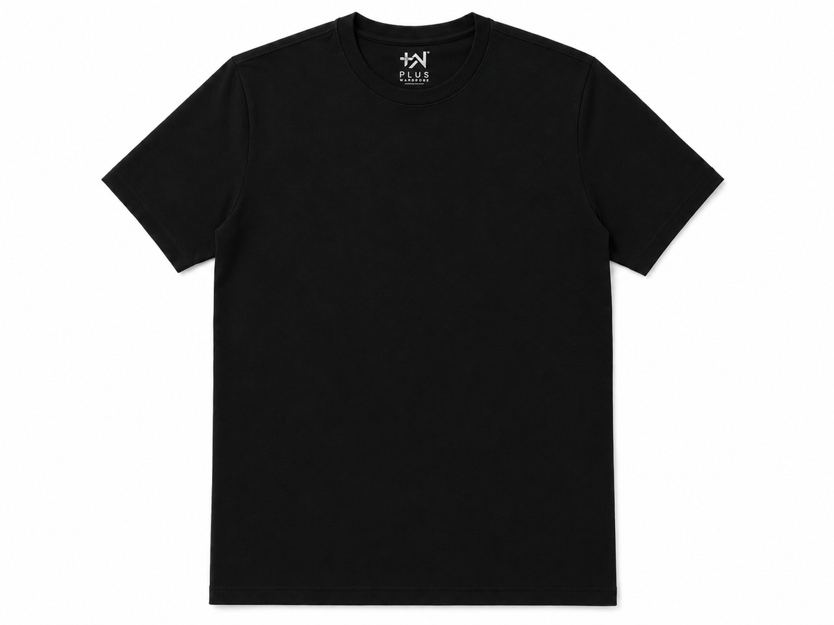 Plus Sized Plain T-Shirt - Black