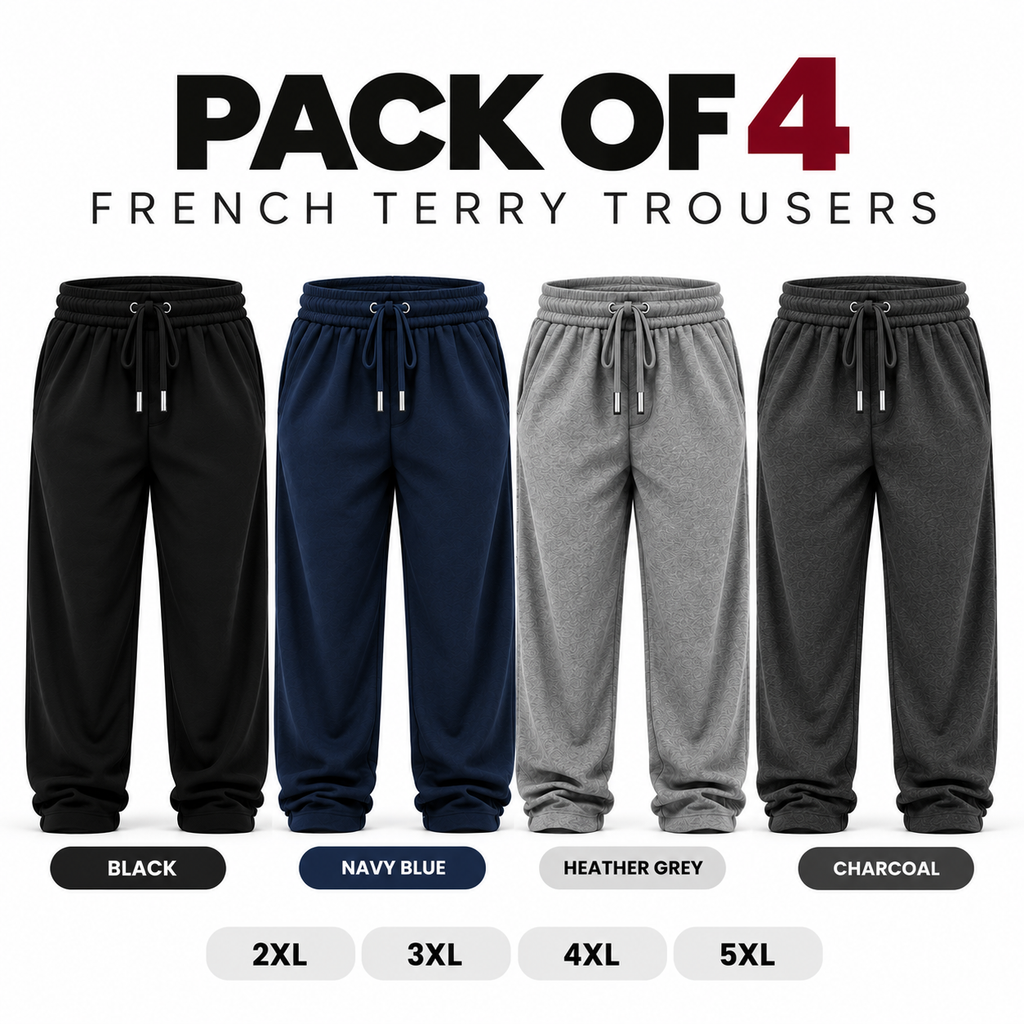 Bundle of 4 Plus Sized Terry Trousers