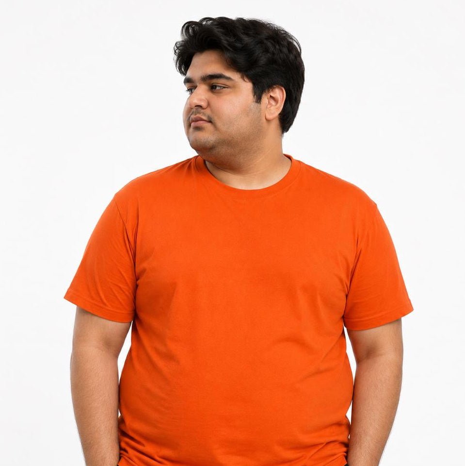 Plus Sized Plain T-Shirt - Orange