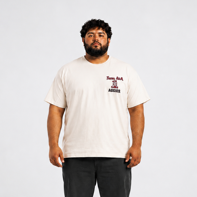 Plus Sized Printed T-Shirt - White - AGGIES