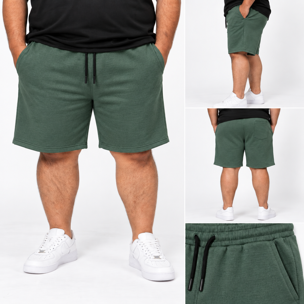 Plus Wardrobe French Terry Shorts - Bottle Green