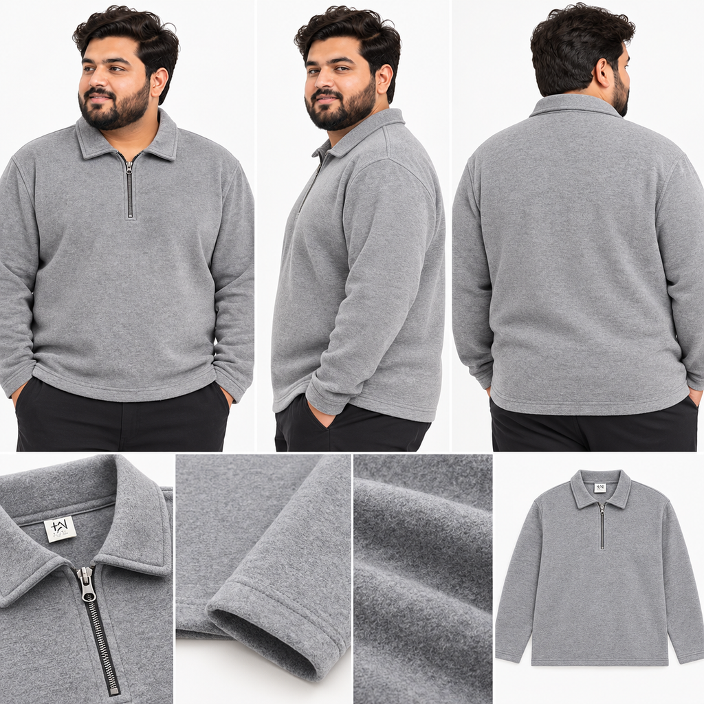 Premium Fleece Half-Zipper - Heather Grey
