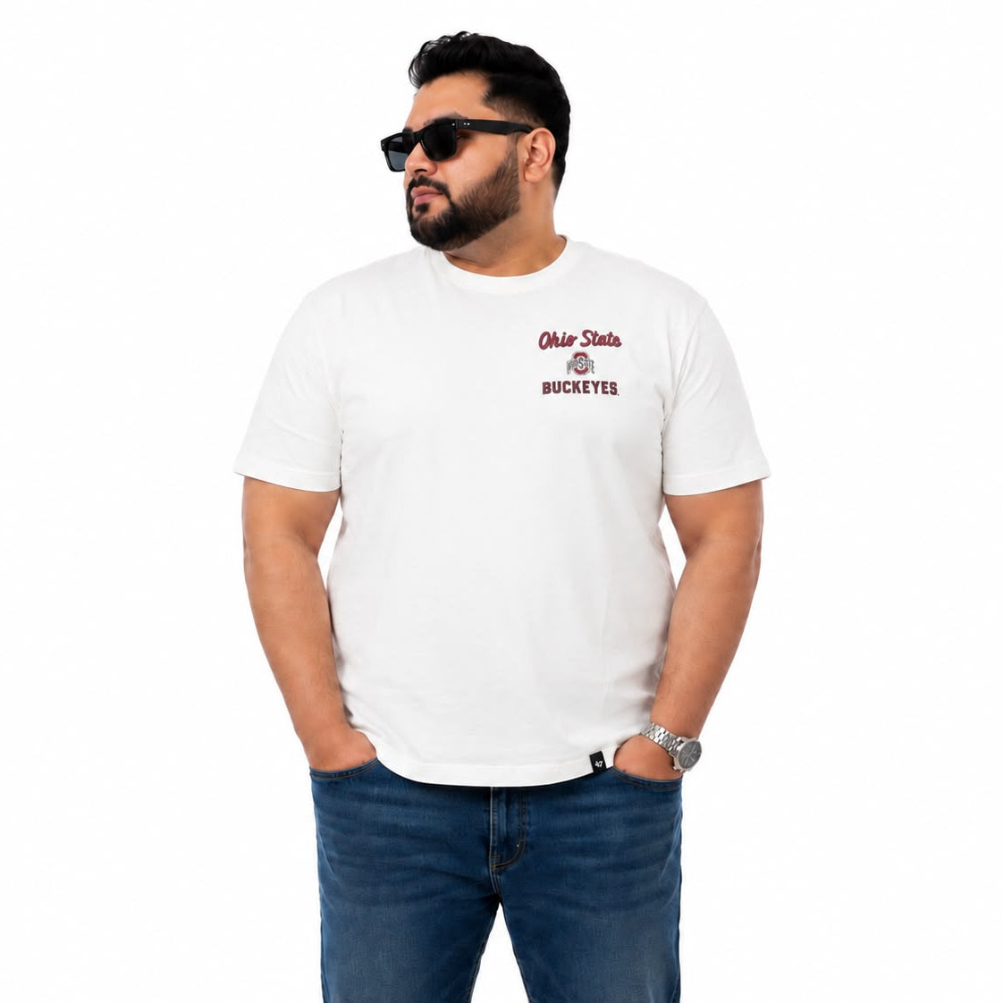 Plus Sized Printed T-Shirt - White - BUCKEYES