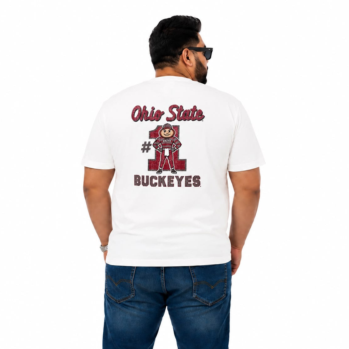Plus Sized Printed T-Shirt - White - BUCKEYES