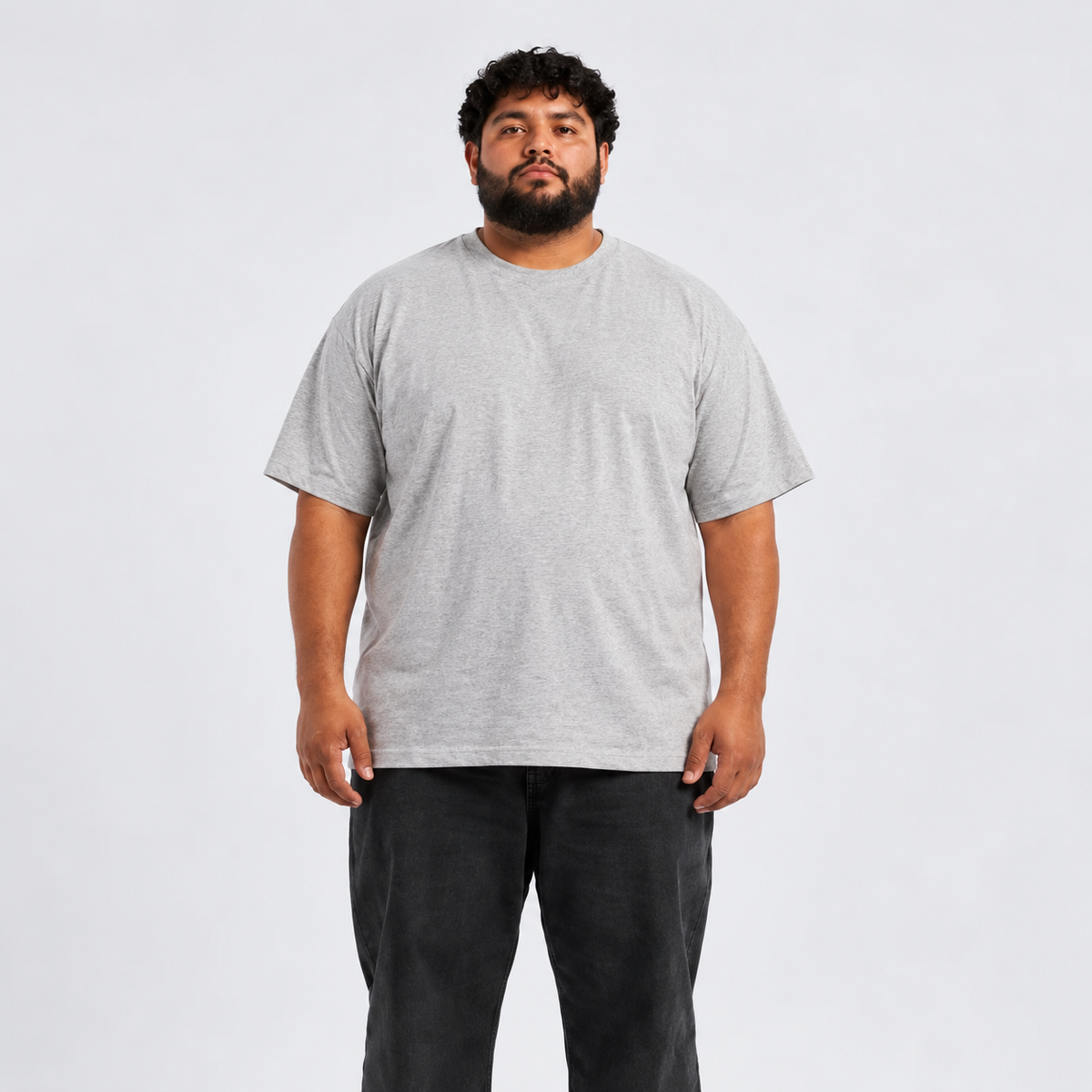 Plus Sized Plain T-Shirt - Heather Grey