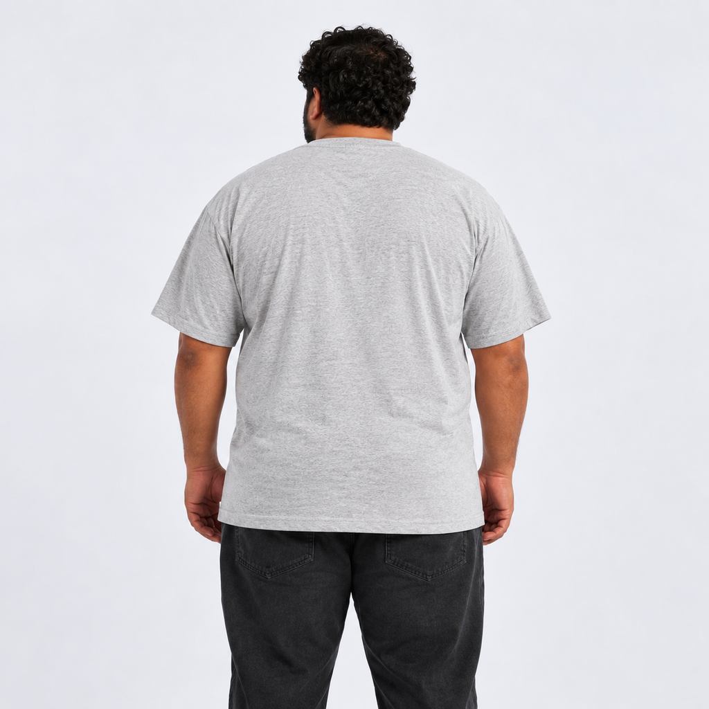 Plus Sized Plain T-Shirt - Heather Grey